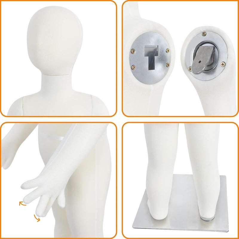 SHAREWIN Kids Mannequin Child Dress Form Foam Flexible Full Body Manikin with Removable Head, 1 Year Old Beige - Image 1